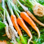 Čerstvá koreňová zelenina, mrkva, petržlen, zeler, cibuľka