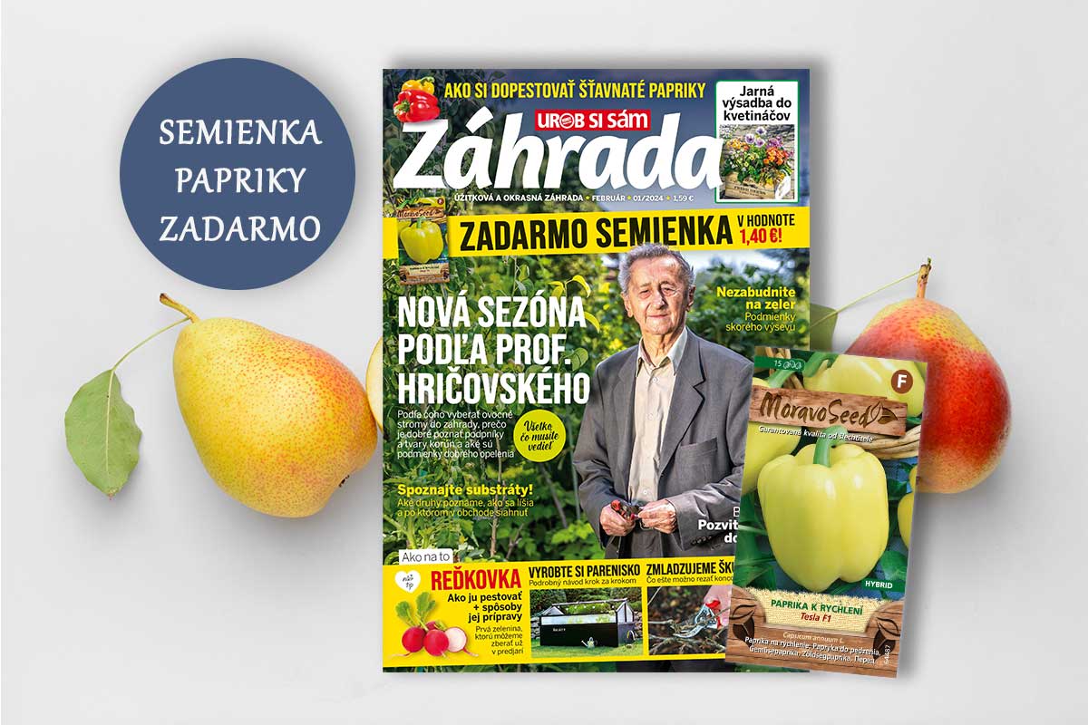 Titulná strana časopisu Záhrada 01/2024 so semienkami papriky zadarmo
