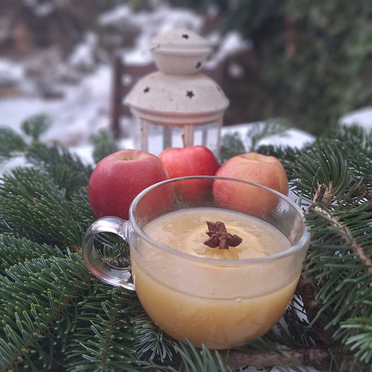 Horúci nápoj z jabĺk a korenín