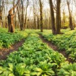 Lány medvedieho cesnaku v jarnom lese