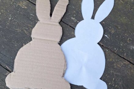 Vystrihnutie zajaca z kartónu podľa papierovej šablóny