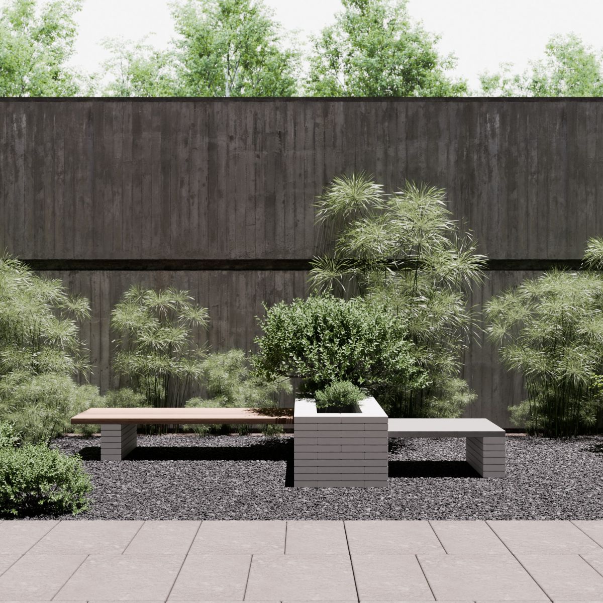 Betónová záhradná lavička Garden Block