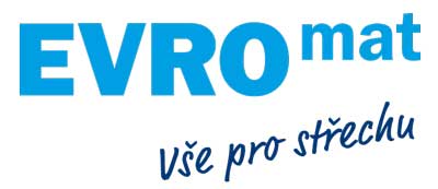 Logo EVROmat so sloganom Vše pro střechu
