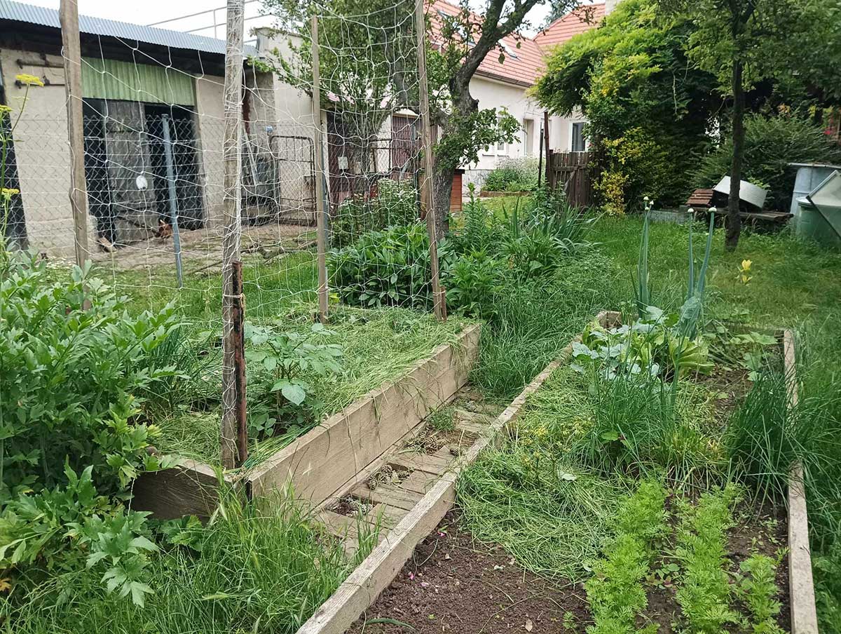 Vyvýšený záhon s drôtom