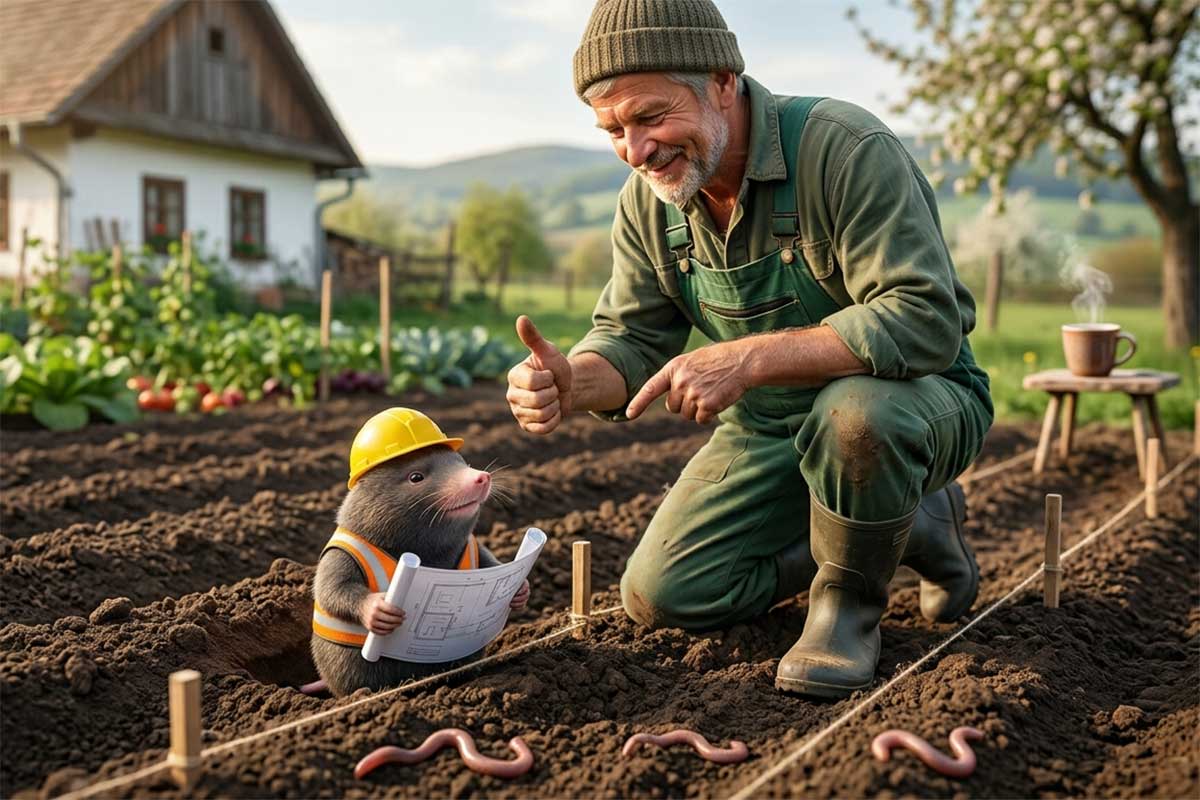 Záhradkár Imrich s krtkom Gejzom Foto: MS s Gemini